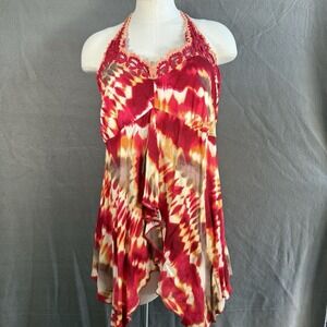 Women's Y2K Crochet Halter Top Sz L Party Y2K 90s Vacation Trashy 2000s Beachy